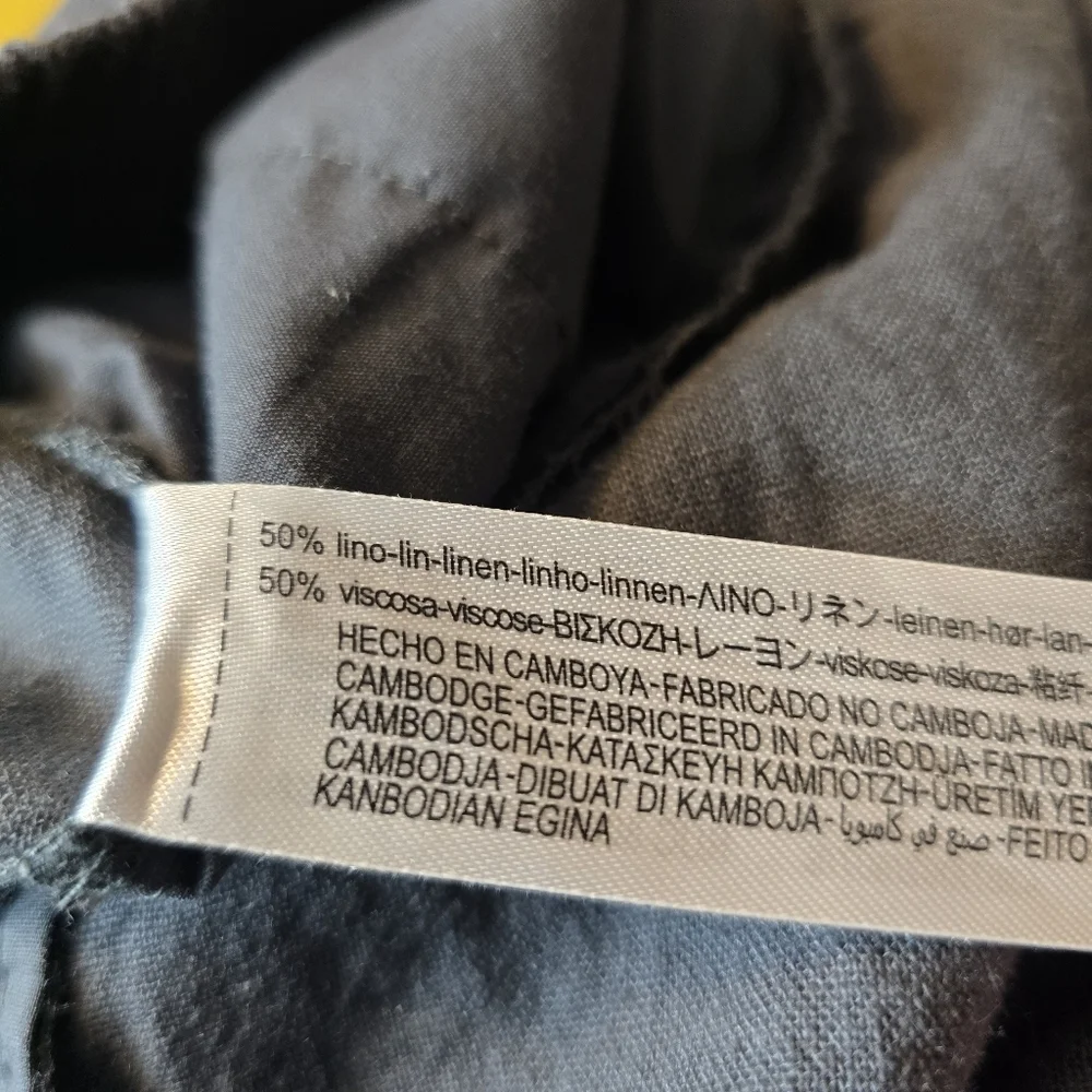 Zara Linen Blend Relaxed Tapered Leg Pull On Drawstring Pants Gray Size Small